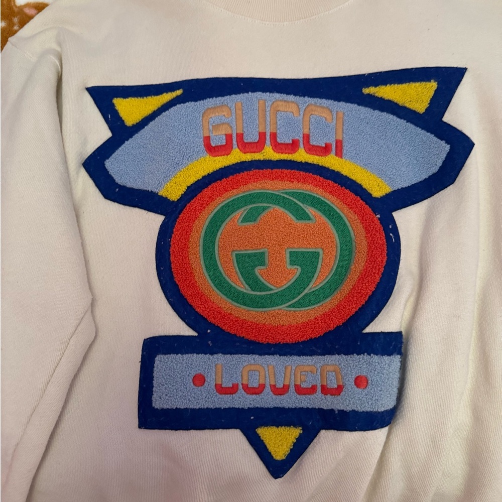 REAL Gucci Cream Sweatshirt with Logo Tag